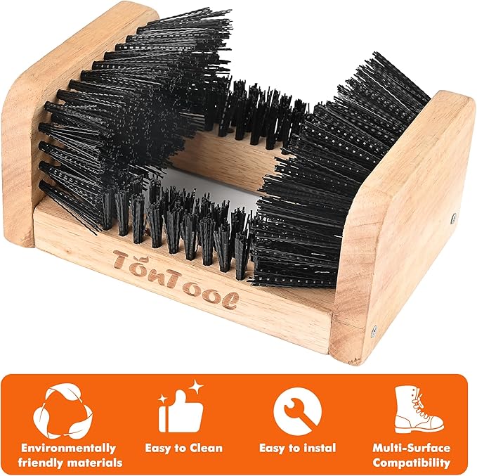 Boot Scrubber Wooden Boot Brush, Shoe Cleaner Brush for Outdoor Mud & Dirt-9.13 * 6.14 * 4.07in Shoe Cleaning Brush