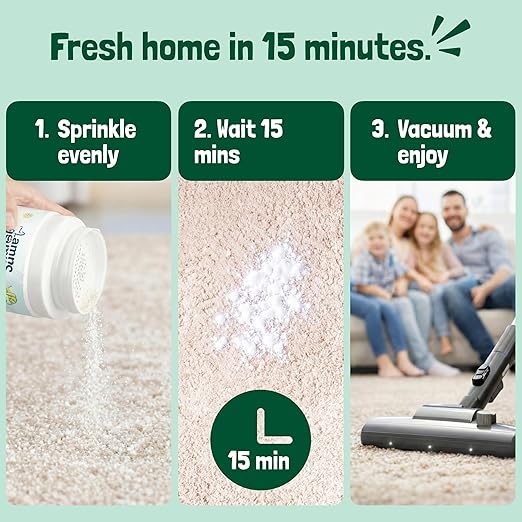 Sunny & Honey Carpet Deodorizer Powder - Pet Safe Freshener for Carpets, Pet Beds and Car Seats - Mint Odor Eliminator for Cat Urine and Wet Dog Smells (20 oz)