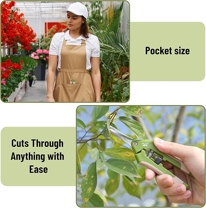 Mr. Pen- Gardening Scissors, 6.5 Inch, Green, Pruning Shears for Gardening with Straight Stainless Steel Blade, Plant Trimming Scissors, Garden shears, Garden Scissors, Gardening Shears, Hand Pruners
