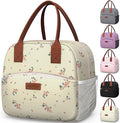 HOTOR Lunch Bag for Women & Men - Wear-Resistant Insulated Lunch Box with Large Capacity, Multi-Functional Cooler Bag for Office, Picnic, Blossom Beige, 12L, 12.20" x 6.30" x 10.20"