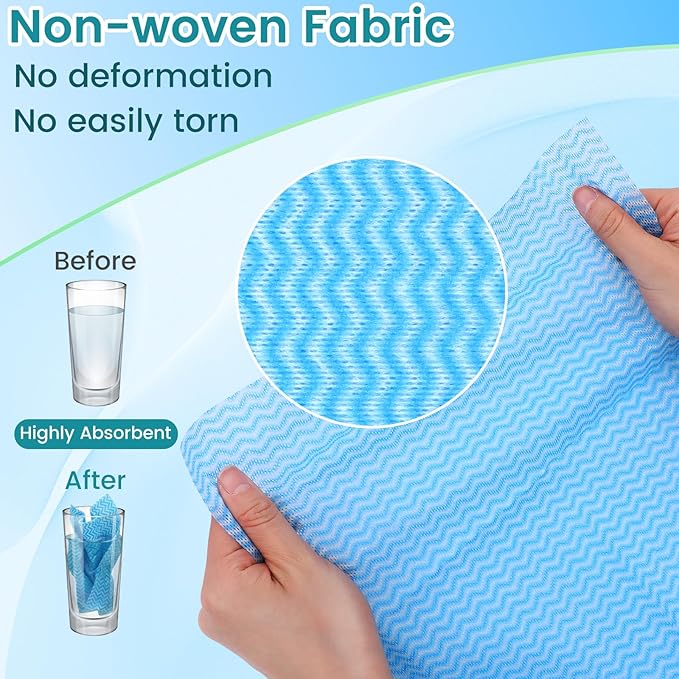 300 Pcs Disposable Dish Cloths, Reusable Cleaning Cloths and Towels, Highly Absorbent Wipes and Rags for Kitchen, Home, Office (Red, Blue, Green)