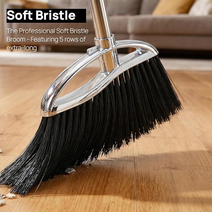 Indoor Soft Bristles Sweeping Broom,Long Handle Kitchen Angle Broom for Floor Cleaning Home Office Hardwood