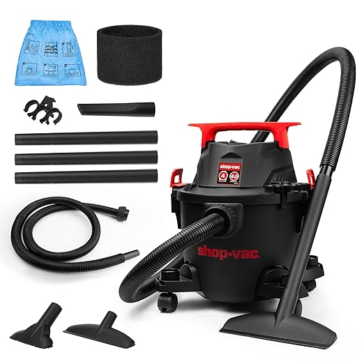 Shop-Vac 5430112 Wet/Dry Vacuum, 4 Gallon, 4 Peak HP, 1-1/4 Inch Diameter x 6 Foot Hose, 10 Foot Cord, Ideal for Jobsite, Garage, Workshop & Home