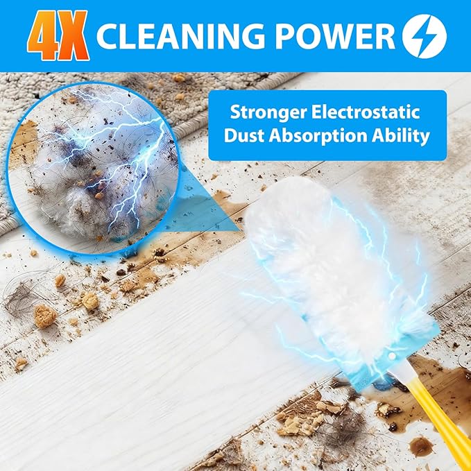 30 Count Duster Refill for Swiffer Duster with 1 Handle - 360° Multi-Surface Larger Size Feather Dusters, Disposable Duster Kit for Cleaning Home, Furniture, Blinds and Ceiling Fans