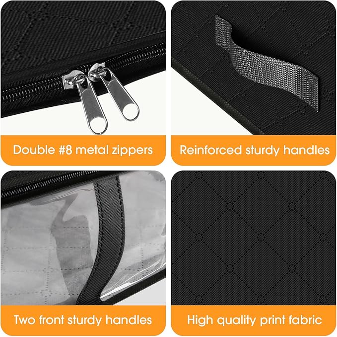 StorageRight Under Bed Storage Bags 6 Pack, 40L Large Clothes & Comforter Storage Containers with Clear Window, Breathable Fabric Organizer for Blankets, Bedding, Seasonal Clothing, Black