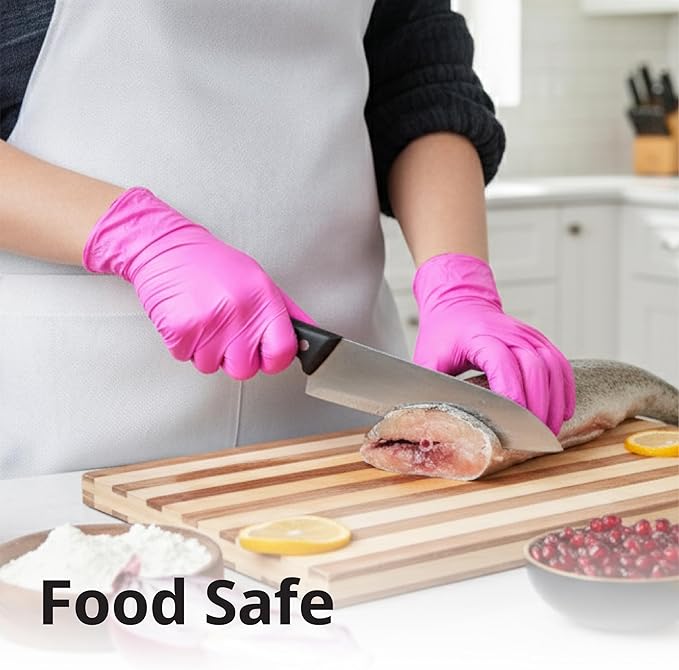 Powder-Free Nitrile Gloves, 3-mil, Disposable Nitrile Gloves, Latex-Free, Powder-Free - Pink/Fuchsia