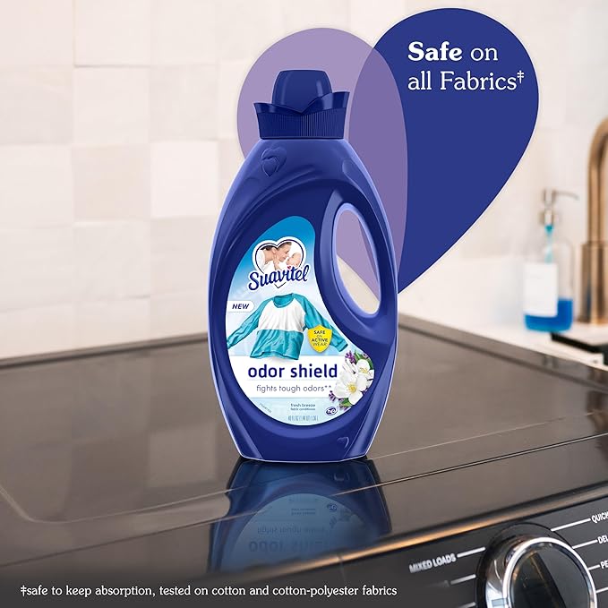 Suavitel Odor Shield Liquid Fabric Softener, Laundry Odor Eliminator, Fresh Air Scent, 46 oz