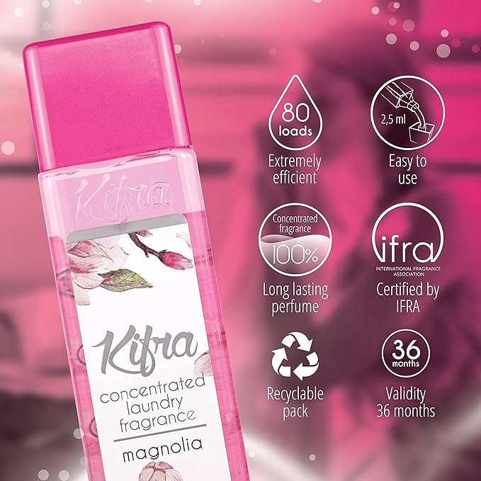 KIFRA MAGNOLIA Concentrated Laundry Fragrance 6.76 Fl Oz 200ml 80 Washing Cycles