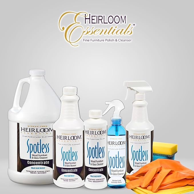 Heirloom Essentials Spotless Multisurface Cleaner Spray - Wood Cleaner Spray - Wood Furniture Cleaner & Glass Cleaner - Natural Window Cleaning Spray - Natural Wood Cleaner & Other Surfaces (32 oz)