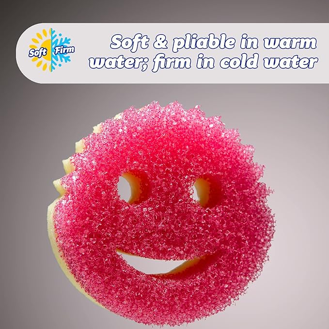 Scrub Daddy Dual Sided Texture Changing Sponge/Scrubber - Super Absorbent Sponge Side - Scrub Mommy (Pink) - 1 Count