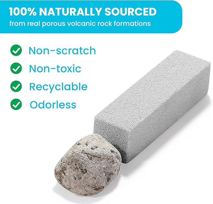 Simple Life Pumice Stone Toilet Bowl Cleaner | Toilet Pumice Stone with Extra Long Handle | Scouring Stick for Toilet Cleaning, Stain Removal on Toilets, Grills, Tiles, Grout & Pools | 4 Pack