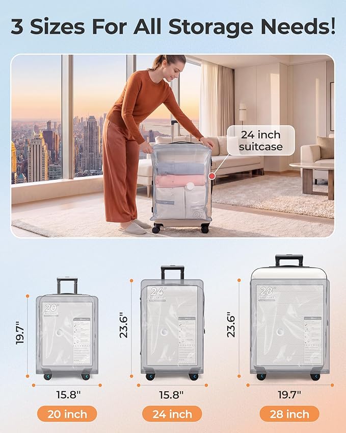 BAGSMART Vacuum Storage Bags with Portable Pump, Travel Space Saver Bags for Clothes, Heavy Duty Compression Bags for Storage, Vacuum Seal Bags with Hand Pump, Travel Essentials for Packing-Gray