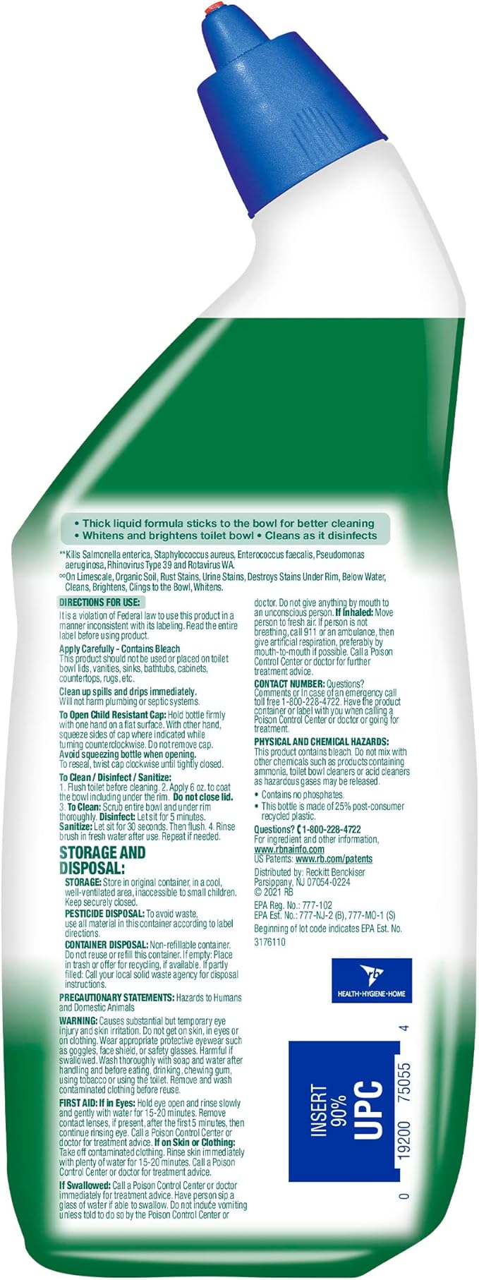 Lysol Toilet Bowl Cleaner Gel, For Cleaning and Disinfecting, Stain Removal, Contains Bleach, 24oz (Pack of 2)