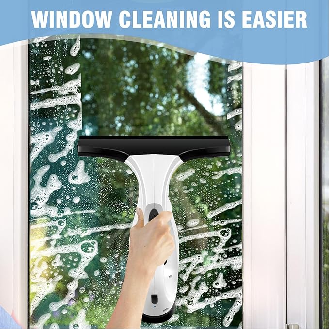 Luocute Window Vacuum Squeegee, Cordless Electric Window Cleaner with 2200mAh Battery and Water Collection Tank, Kit for Glass Mirrors Doors Shower Car