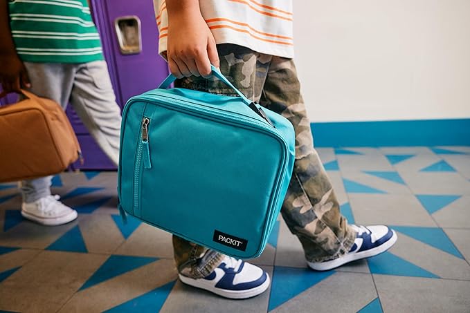 PackIt(R) Freezable Classic Lunch Box, True Blue, Built with EcoFreeze(R) Technology, Collapsible, Reusable, Zip Closure With Front Pocket and Buckle Handle, For Work Lunches and Fresh Lunch On the Go