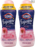 Clorox Fraganzia Laundry Scent Booster Crystals, In-Wash Fragrance Beads for Fresh-Smelling Clothes & Linens, Safe for All Fabrics & Colors, Easy-Pour Bottle, Rose Scent, 70 Oz - 2 Pack