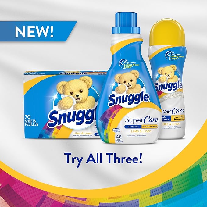 Snuggle SuperCare in-Wash Scent Booster, Lilies and Linen, Fade Protection and Color Run Protection, 9 Ounce, 4 Count