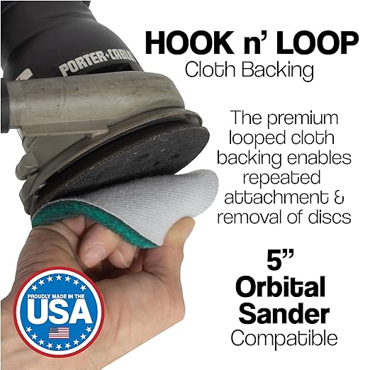 5" Abrasive Pad Hook & Loop Round Non-Woven Surface Prep Discs for Wood, Metal, Paint Stripping, Rust Removal, Deburring, Clean Soiled Surfaces, Coarse Scuff Pads - 240 Grit - 10 Pack (Green)