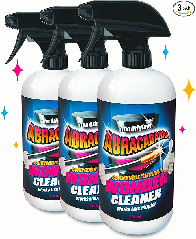 Abracadabra® Contractor Strength Wonder Cleaner- As Seen on TV- 16 fl oz- Gunk & Build Up Remover- Removes Tar, Adhesives, Gum, Stickers, Sap, Oils & More on Most Surfaces- Better Stronger Faster-3 pk