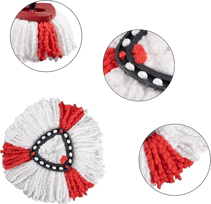 Matthew Cleaning 6Pack Red Microfiber Spin Mop Replacement Head Compatible with EasyWring Spin Mop Replace Head-EasyWring High Absorbency,Machine Washable,Microfiber Spin Mop Refills