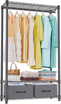 IZEUK Heavy Duty Rolling Garment Rack Wire Clothes Rack for Hanging Clothes (Dark Grey, 3 Tier with 2 box, 15.7" D x 35.5" W x 72.4" H)