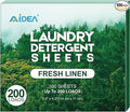 AIDEA Laundry Detergent Sheets, Washer Sheet Detergent, No Plastic Jug, Laundry Soap Sheet For Travel, Home Washing, Fresh Scent-(200 Loads) 100 Sheets