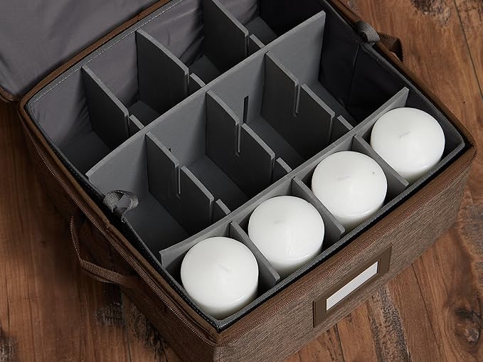 Covermates Keepsakes - Adjustable Zip-Top Storage Box - Configurable FlexGrid Compartments - Heavy Duty Polyester- Reinforced Handles - Stackable Design - Indoor Storage, Brown Heather