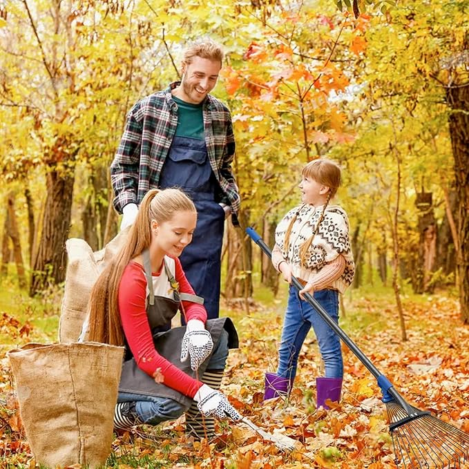Adjustable Metal Leaf Rake Long Handle, 72 inch Garden Rakes for Lawns Heavy Duty Leaves with Expandable Head 8-17", Yard Women Kids Rake for Gardening RV Camping