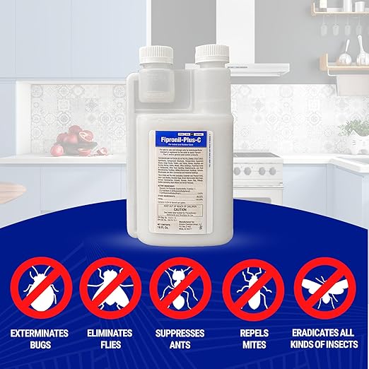 Fipronil Plus C Pest Control Concentrate - DIY Commercial-Strength Roach Killer Indoor Infestation, Easy-Use Ant Spray, Makes 21 Gallons of Fipronil Solution for Homeowners - 16 oz