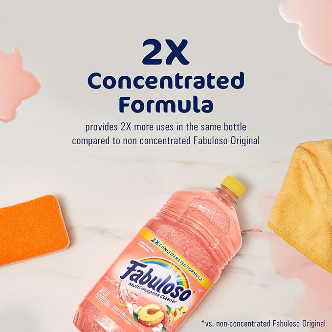 Fabuloso Multi-Purpose Cleaner, 2X Concentrated Formula, Floor Cleaner, Peach Scent, 56 fl oz