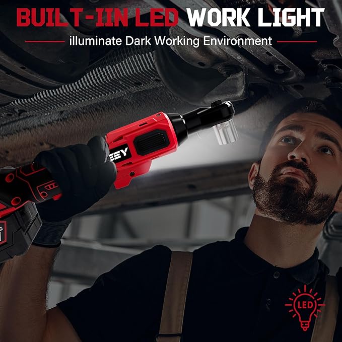 3/8" Cordless Ratchet Wrench for Milwaukee 18V Battery, 45 Ft-lbs(60 N.m) Power Electric Ratchet Tool Kit, Variable Speed Control, 7 Sockets, 1/4"Adapter & 3" Extension Bar (Tool Only)