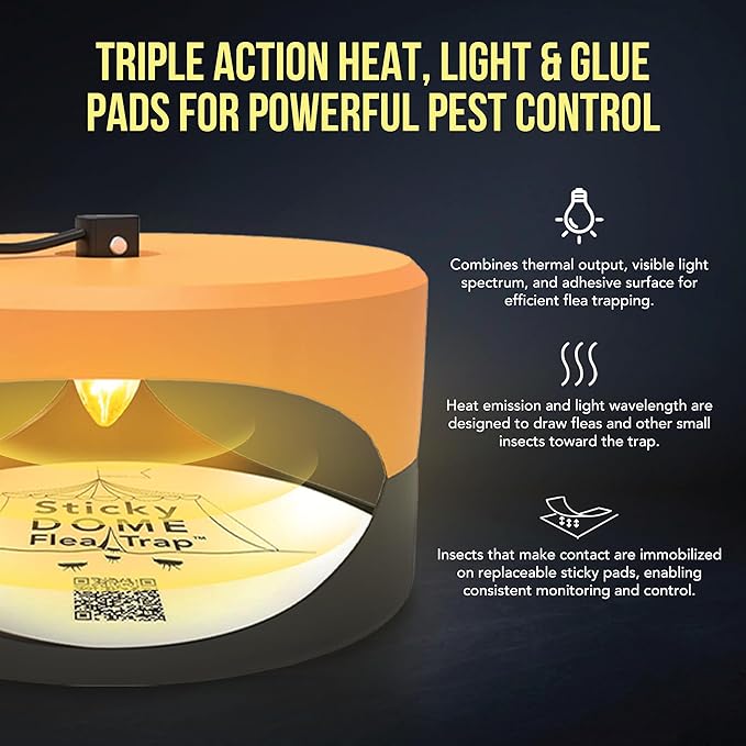 ASPECTEK Sticky Dome™ Flea Trap, Odorless Glue Trap with 2 Sticky Discs, Effective Bed Bug Killer and Flea and Tick Treatment, Indoor Insect Trap for Bugs, 2 Packs in Orange and Dark Gray