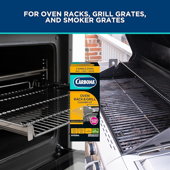 Carbona Oven Rack & Grill Cleaner | Eliminates Thick Grease & Build-Up | Griddle & BBQ Cleaning Solution | 16.8 Fl Oz, 1 Pack