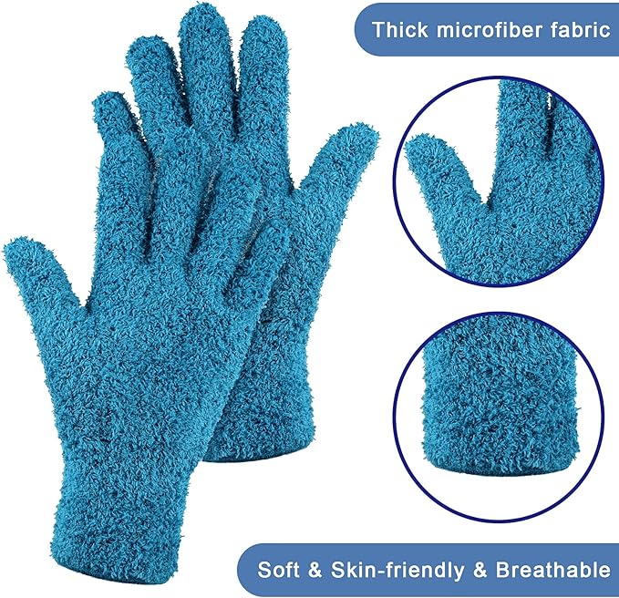 Patelai 3 Pairs Microfiber Plant Dusting Gloves Leaf Cleaning Gloves for Indoor Plants, Blinds, Furniture, House (Purple,Rose Red,Black,Small)
