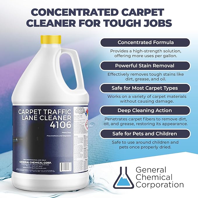 Carpet Traffic Lane Cleaner 4106 - Concentrated Carpet Pre Treatment Stain Remover - Incredible Stain Remover - Floor Covering Solution - Ideal for Industrial & Home Rug Cleaning - Case