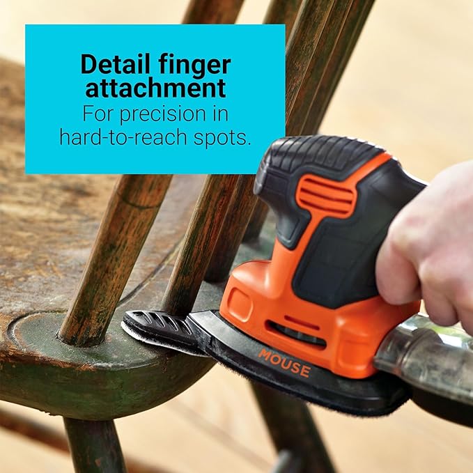 BLACK+DECKER Detail Sander,1.2 Amp,16,000 OPM,Compact Design,3-Position Grip for Comfort,Includes Dust Collector,Corded (BDEMS600),(Pack of 2)