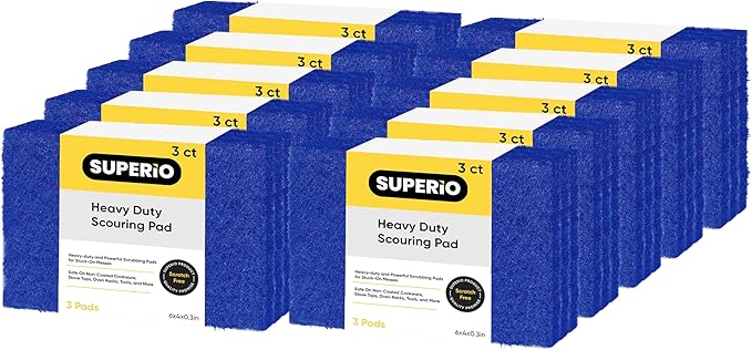 Scouring Pad Non-Scratching Scrubber Non-Scratch Cleaning Scrub Pads Heavy Duty Scouring Pad Reusable Kitchen Scrubbing Pad Pack of 30 Blue, by Superio