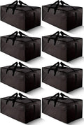HOMESURE 8 Pack Large Strong Bags with Zippers & Carrying Handles - Water-Resistant - Heavy Duty Storage Tote for Space Saving, Fold Flat, Alternative to Moving Box (Black)