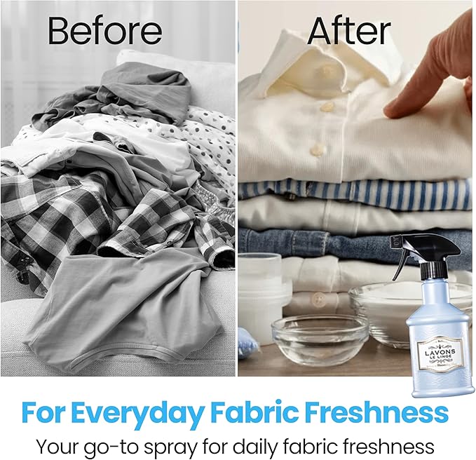 LAVONS Fabric Spray Freshener for Carpet Fresh, Pet Safe Linen Spray for Bedding, Organic Fabric Refresher Spray for Home & Offices, Natural Carpet Freshener from Japan, 12.5 Fl Oz FRENCH MACARON