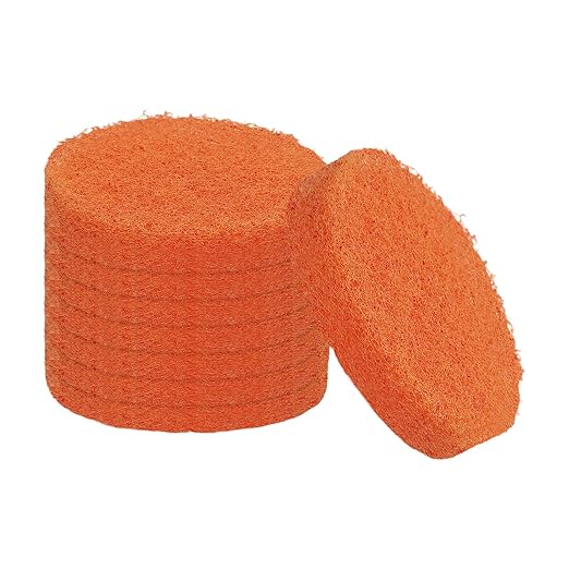 uxcell 8Pcs Scrubber Scouring Pad, 2 Inch 2000 Grits Drill Power Brush Hoop and Loop Scrub Pads Discs Polishing Pad for Household Furniture Automotive Cleaning, Orange