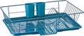 Sweet Home Collection 3 Piece Dish Drainer Rack Set with Drying Board and Utensil Holder, 12" x 19" x 5", Teal(Pack of 1)
