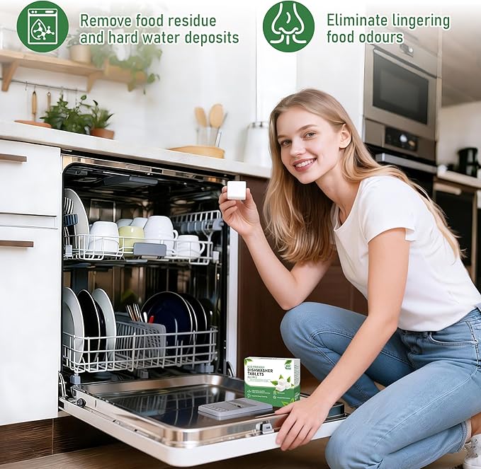 Dishwasher Detergent Machine Tablets, Fragrance-Free, Plant-Based Dishwasher Tablets, All in 1 Dishwasher Clean Refill, 80 Count