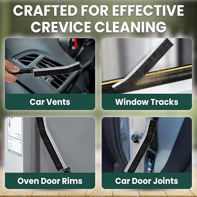 Crevice Cleaning Brush Set – 3Pcs Hard Bristle Cleaning Tools for Grout, Tile Floors, Gaps & Narrow Spaces – Small Grout Scrub Brush for Cleaning Bathroom, Shower, Window Tracks, Kitchen
