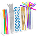 9.5" Large Acrylic Straw Holder for Cabinet Door with Stickers – Peel and Stick Straw Holder for Drawer, for Straws, Makeup Brushes, Kitchen Utensils – Includes Strong Adhesive Tape for Easy Mounting