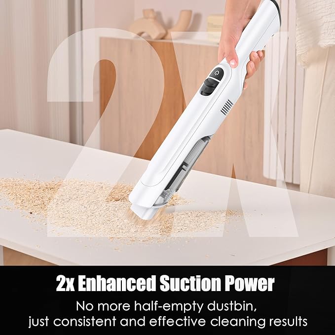 Handheld Vacuum Cordless, Lightweight 1.4lb with Powerful Suction, Charging Dock, Single Touch Empty and Detachable Dust Cup, Portable Mini Car Vac for Home Office and Pet Hair (Creamy White)
