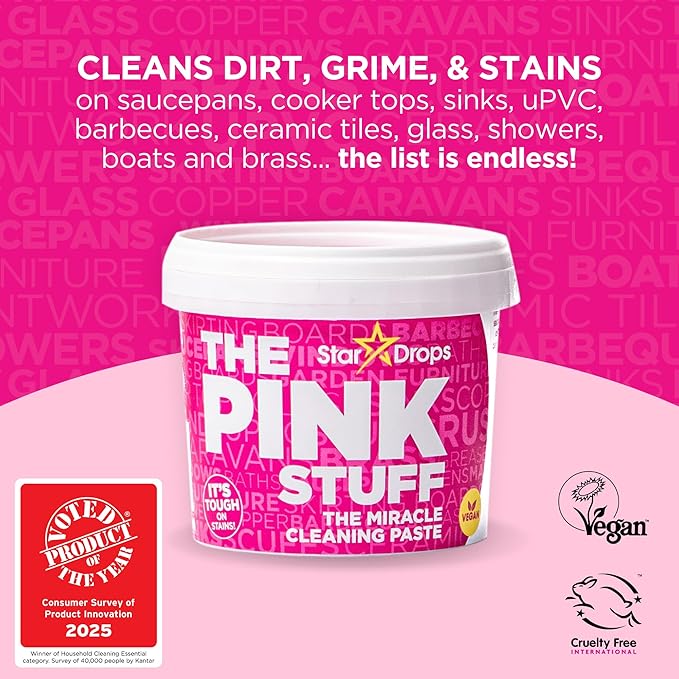 Stardrops - The Pink Stuff - Miracle Cleaning Ultimate Bundle – Paste, Multi-Purpose Spray, Bathroom Foam Spray, and Cream Cleaner – Ideal for Kitchens, Bathrooms, Outdoors, and More