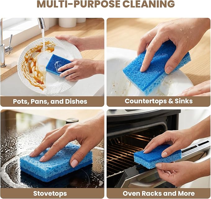 Kitchen Sponges, 6 Count, Non-Scratch Scrub Sponge, Dual Sided Cleaning Sponges for Dishes, Kitchen, Bathroom
