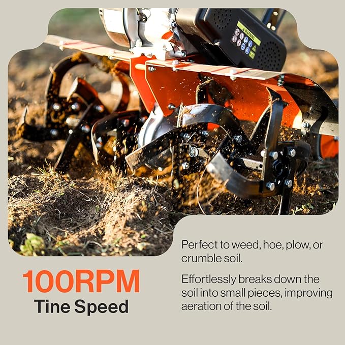 SuperHandy Tiller Cultivator – 7HP 209cc Engine, Adjustable Tilling Width & Depth, Heavy-Duty Steel Tines for Garden Soil Prep, Landscaping & Weed Removal (Front Tine Tiller)