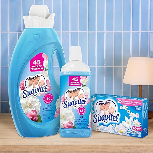 Suavitel Fabric Conditioner, Fabric Softener, 45 Days of Freshness, HE Compatible, 46 Small Loads, Field Flowers Scent, 46 fl oz