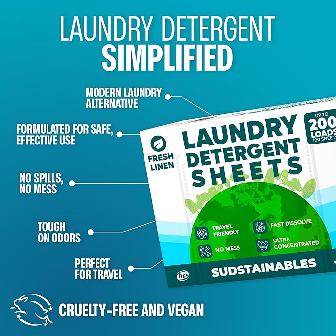 Fabric Softener Sheets for Washer bundle with 100 Sheets Laundry Detergent Fresh Linen